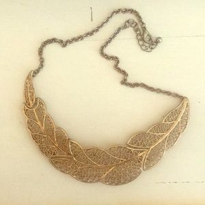 Gold leaf statement necklace